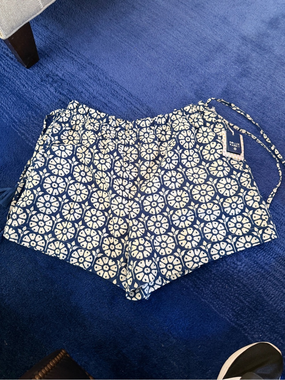 Roller Rabbit Navy and White Printed High-Waist Women’s Shorts